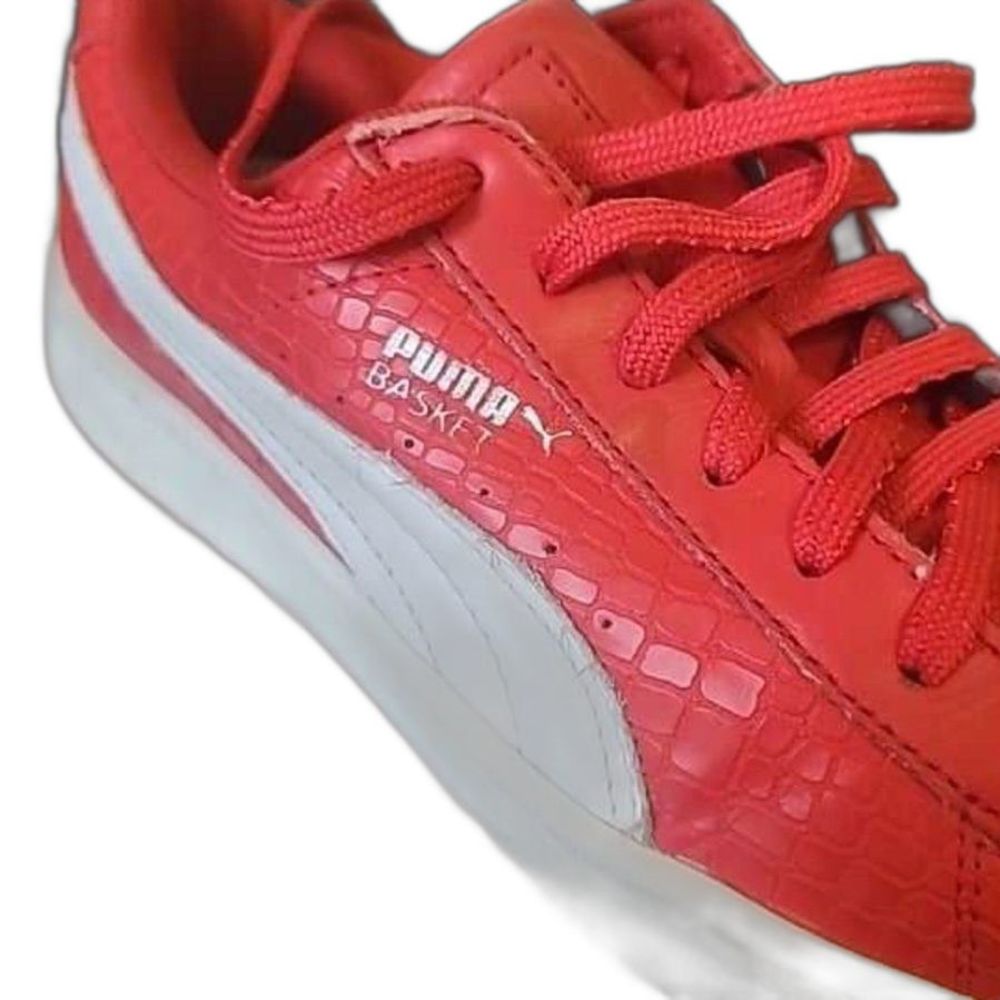 COPY - PUMA Roses Women's Embossed Leather Crocodile Sneakers Red/White size 8.5